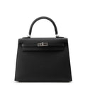 HERMES Kelly Sellier Black Epsom Size 25