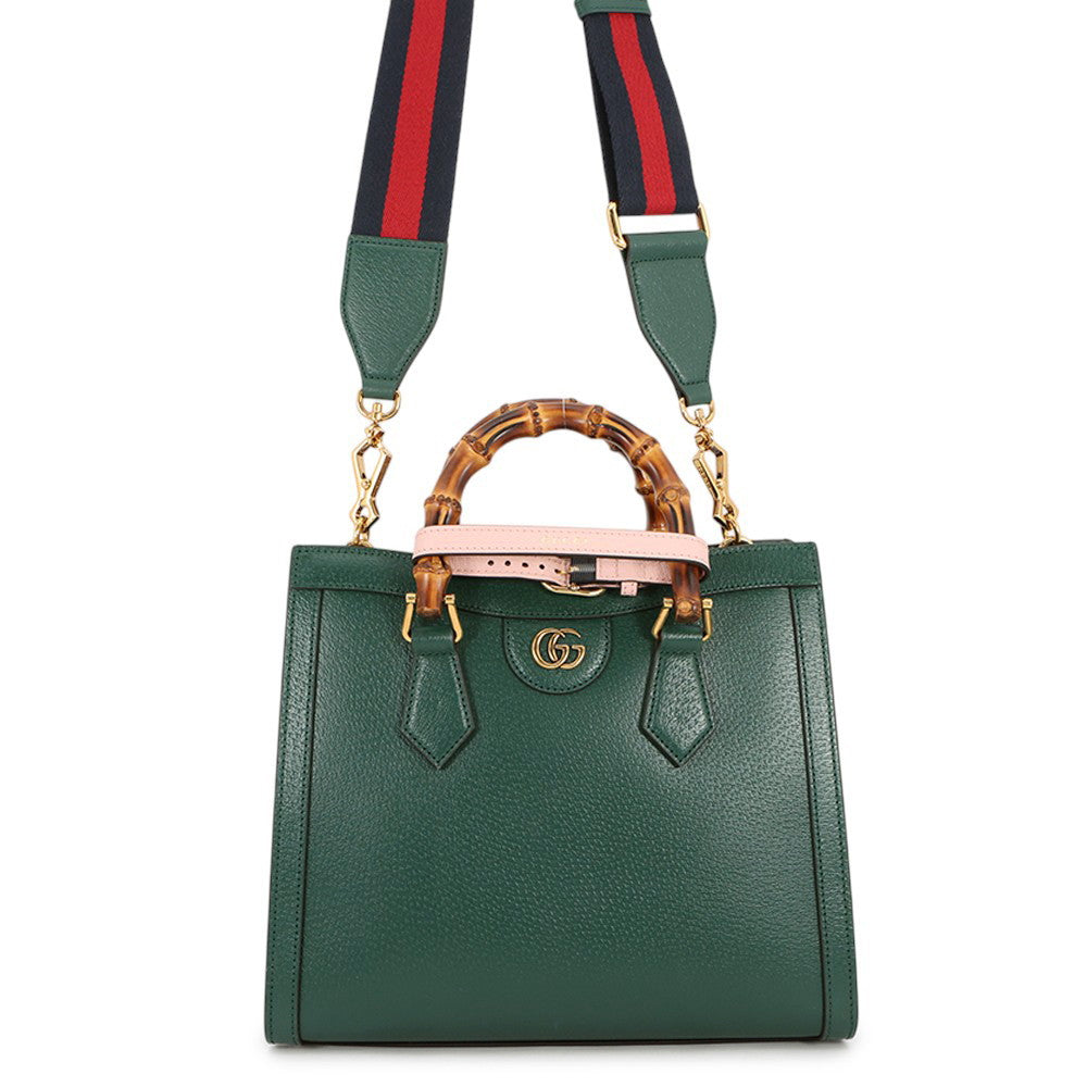GUCCI Diana Bamboo 2-way Handbag Green702721 U3ZDT 3670 Leather Size Small