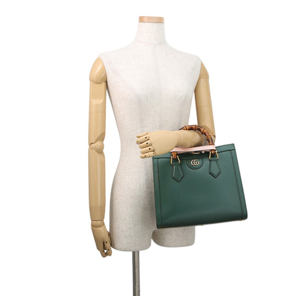 GUCCI Diana Bamboo 2-way Handbag Green702721 U3ZDT 3670 Leather Size Small