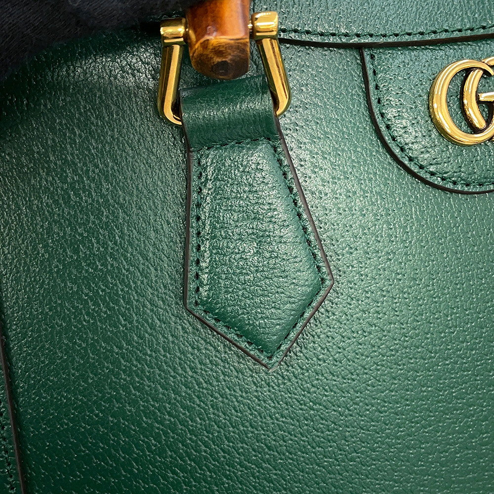 GUCCI Diana Bamboo 2-way Handbag Green702721 U3ZDT 3670 Leather Size Small