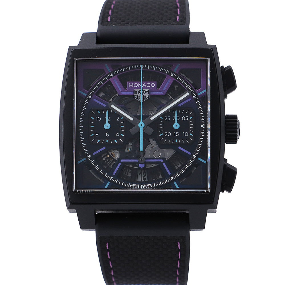 TAG HEUER Monaco Chronograph Limited Edition (Limited to 600 pieces) W39mm TI Leather Rubber Blue/Purple DialCBL218E.FT6312