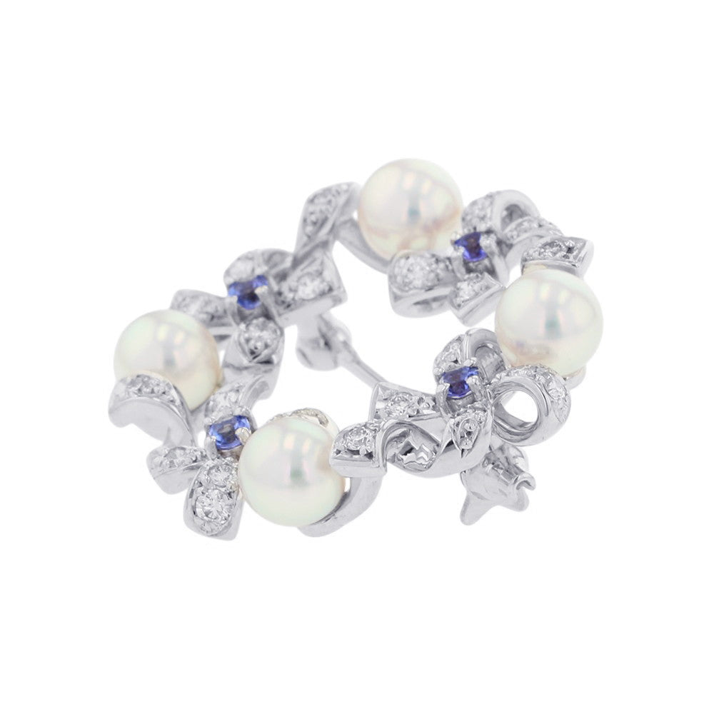 MIKIMOTO Ribbon Wreath BroochPB-20151LU 18K White Gold