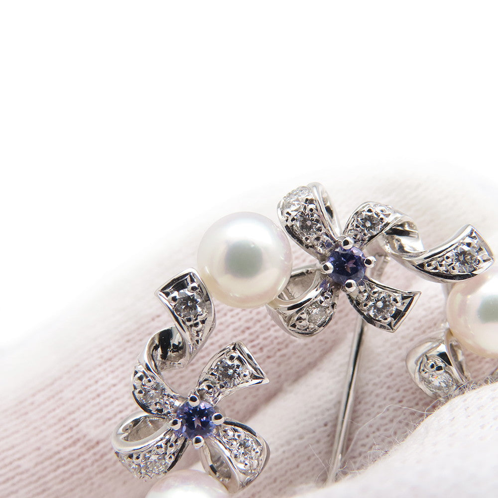 MIKIMOTO Ribbon Wreath BroochPB-20151LU 18K White Gold