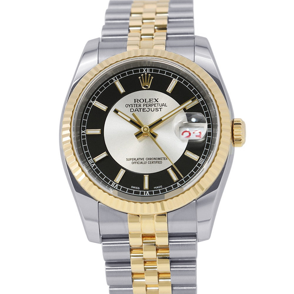 ROLEX Datejust W36mm Stainless Steel K18YG Silver/Black Dial116233