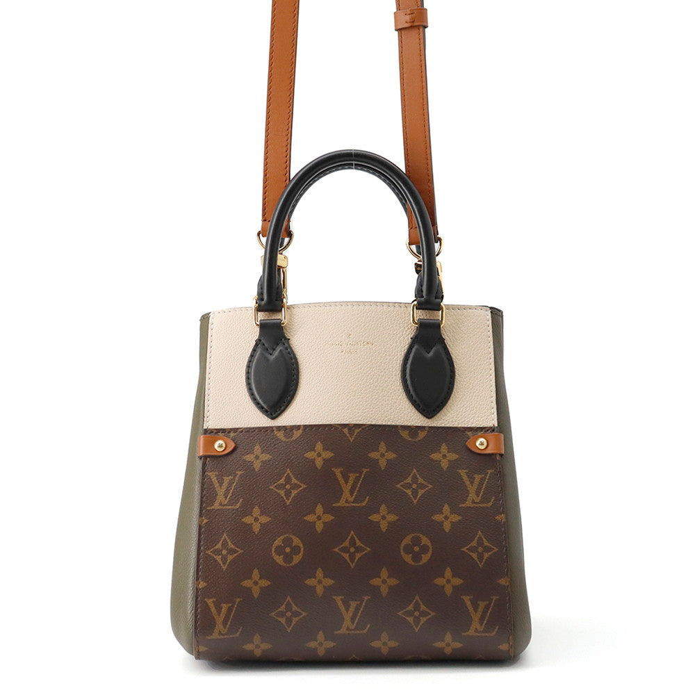 LOUIS VUITTON Fold tote Claim/Khaki/NoirM45388 Monogram Leather Size PM