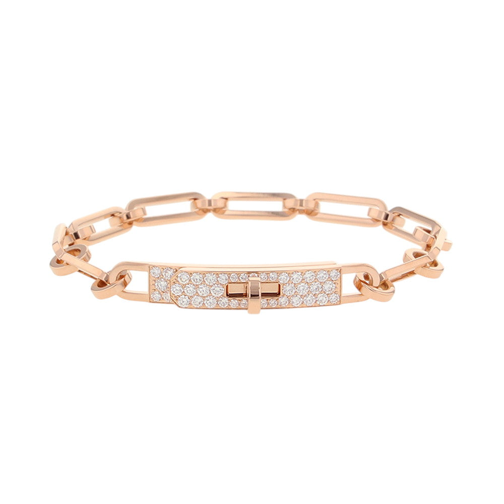 HERMES Kelly Chaine Bracelet Size STH221411B 00ST 18K Pink Gold