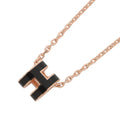 HERMES Pop Ash Necklace Size Mini Black Gold Plated Lacquer