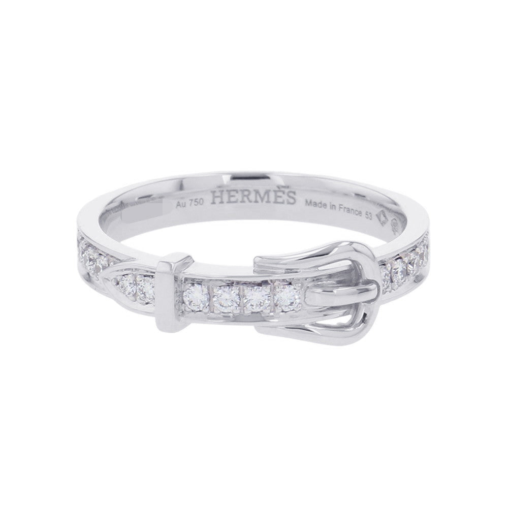 HERMES Etrivière Ring Size PM/53/#13 18K White Gold