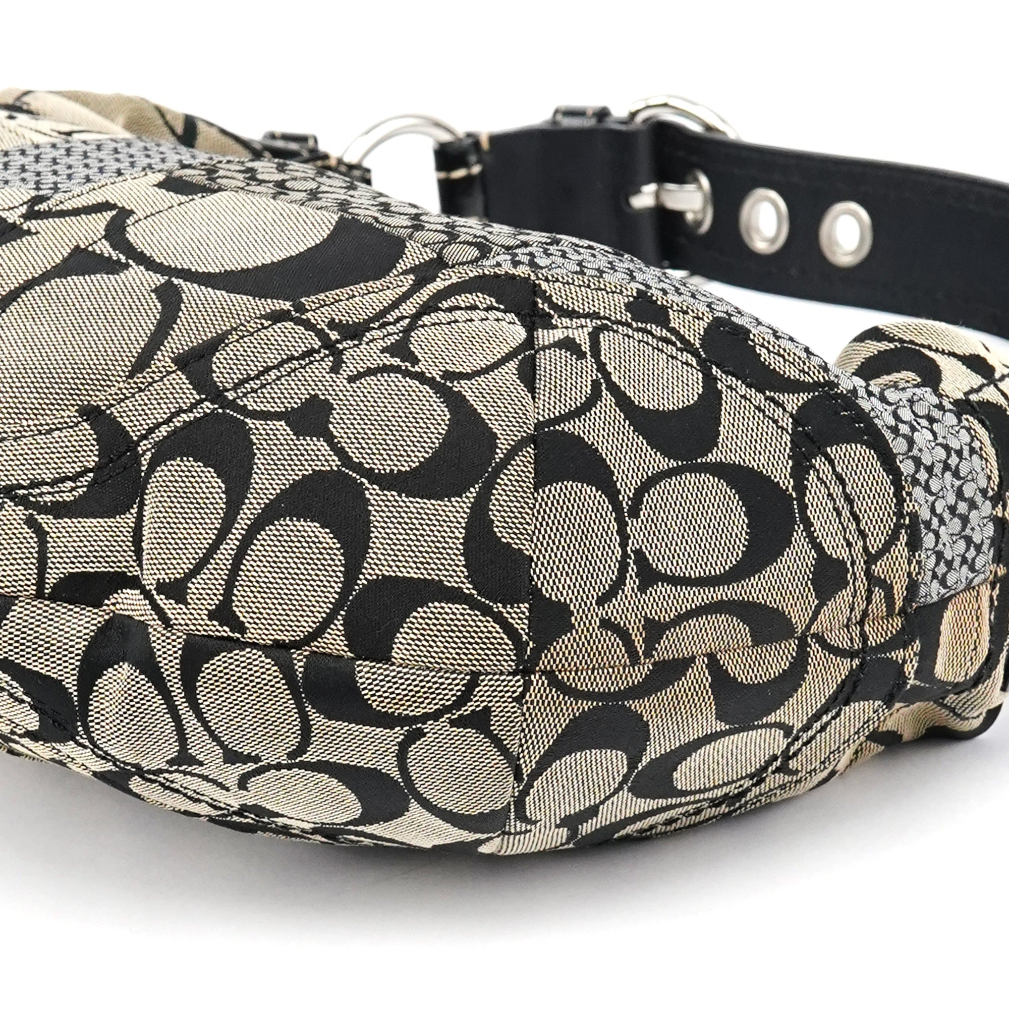 Grey Black Signature Canvas Patchwork Shoulder Bag