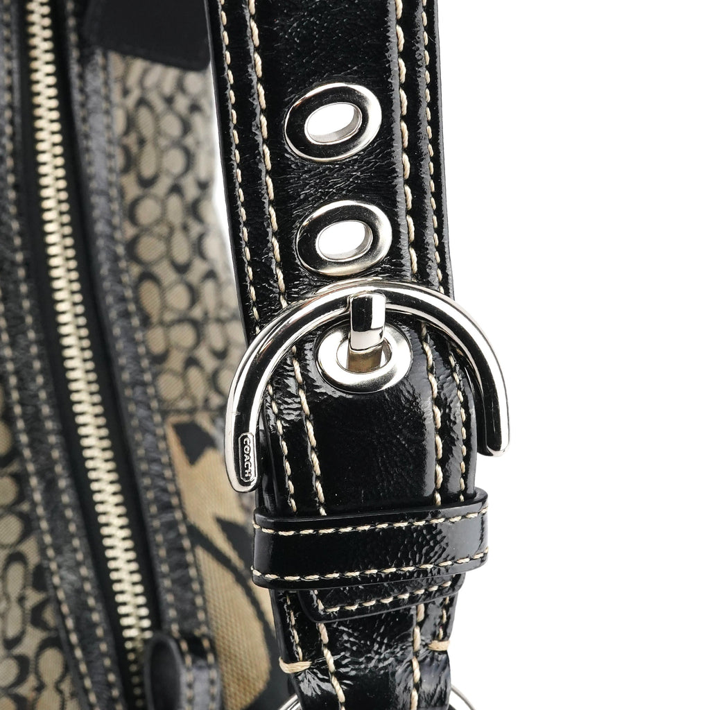 Grey Black Signature Canvas Patchwork Shoulder Bag