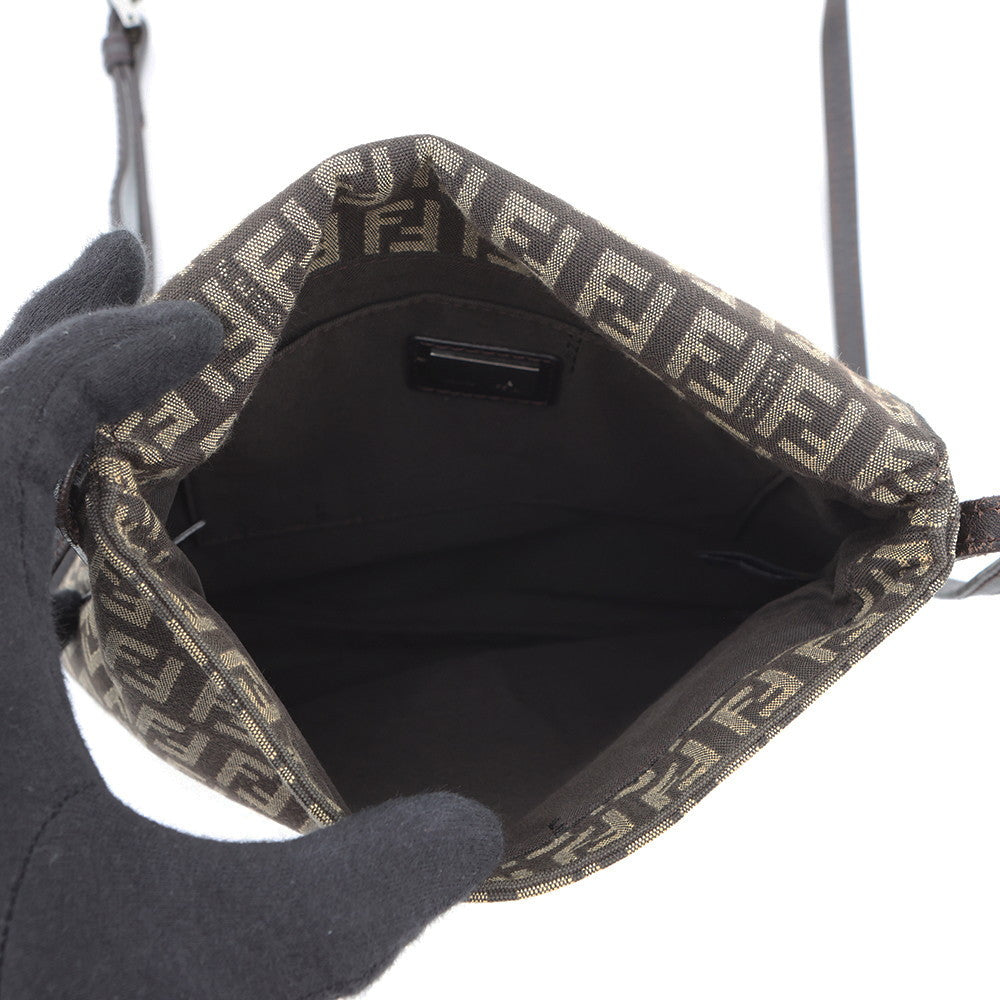 FENDI Zucchino Mamma Bucket Shoulder Bag Beige/Brown8BT075JQ4 Canvas Leather