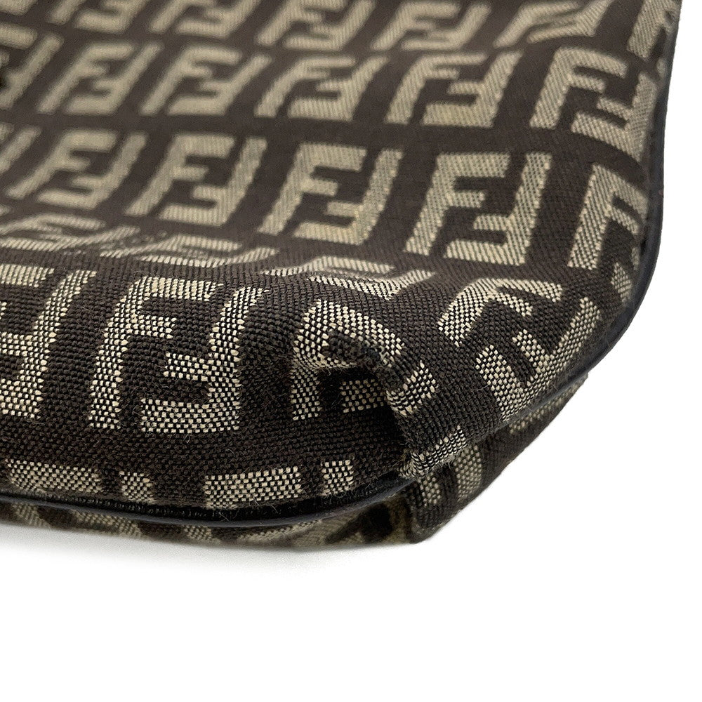 FENDI Zucchino Mamma Bucket Shoulder Bag Beige/Brown8BT075JQ4 Canvas Leather