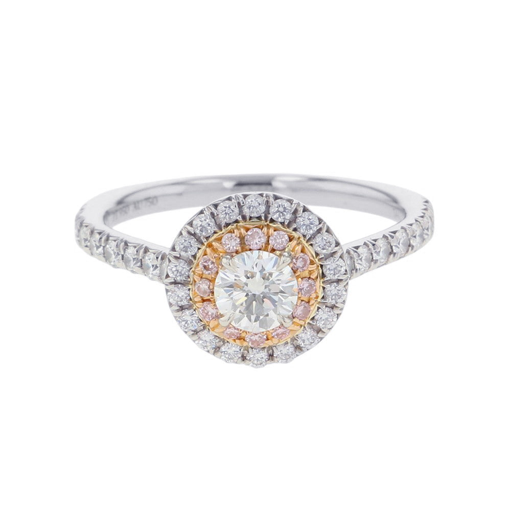 TIFFANY&Co. Soleste Engagement Ring Diamond x Pink Diamond Size No. 9 Pt950 K18YG