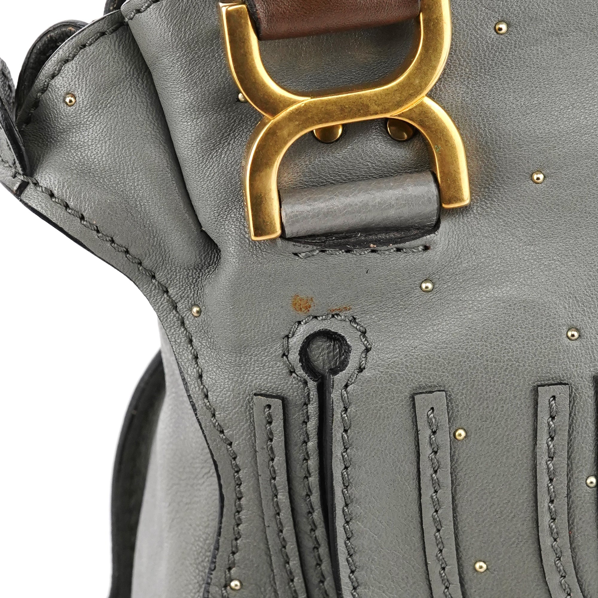 Grey Studded Leather Marcie 2-Way Bag