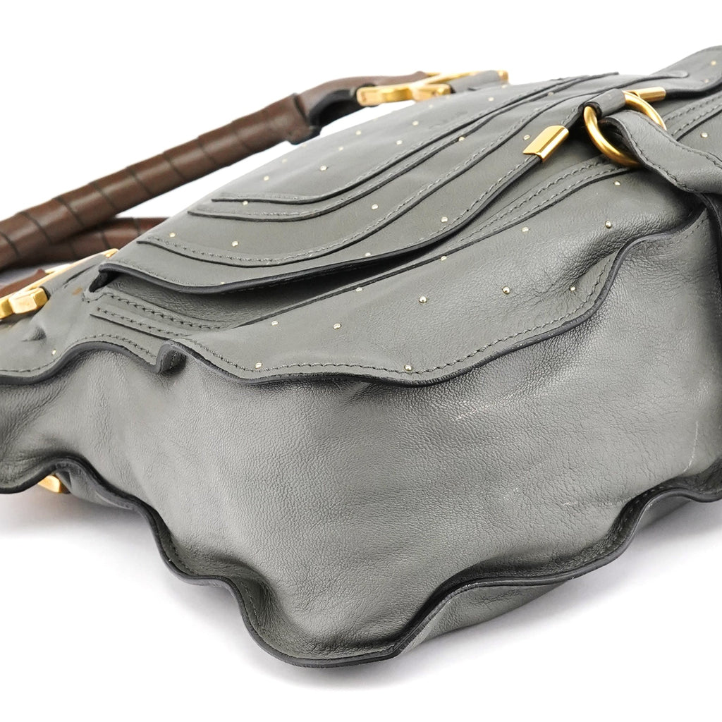 Grey Studded Leather Marcie 2-Way Bag