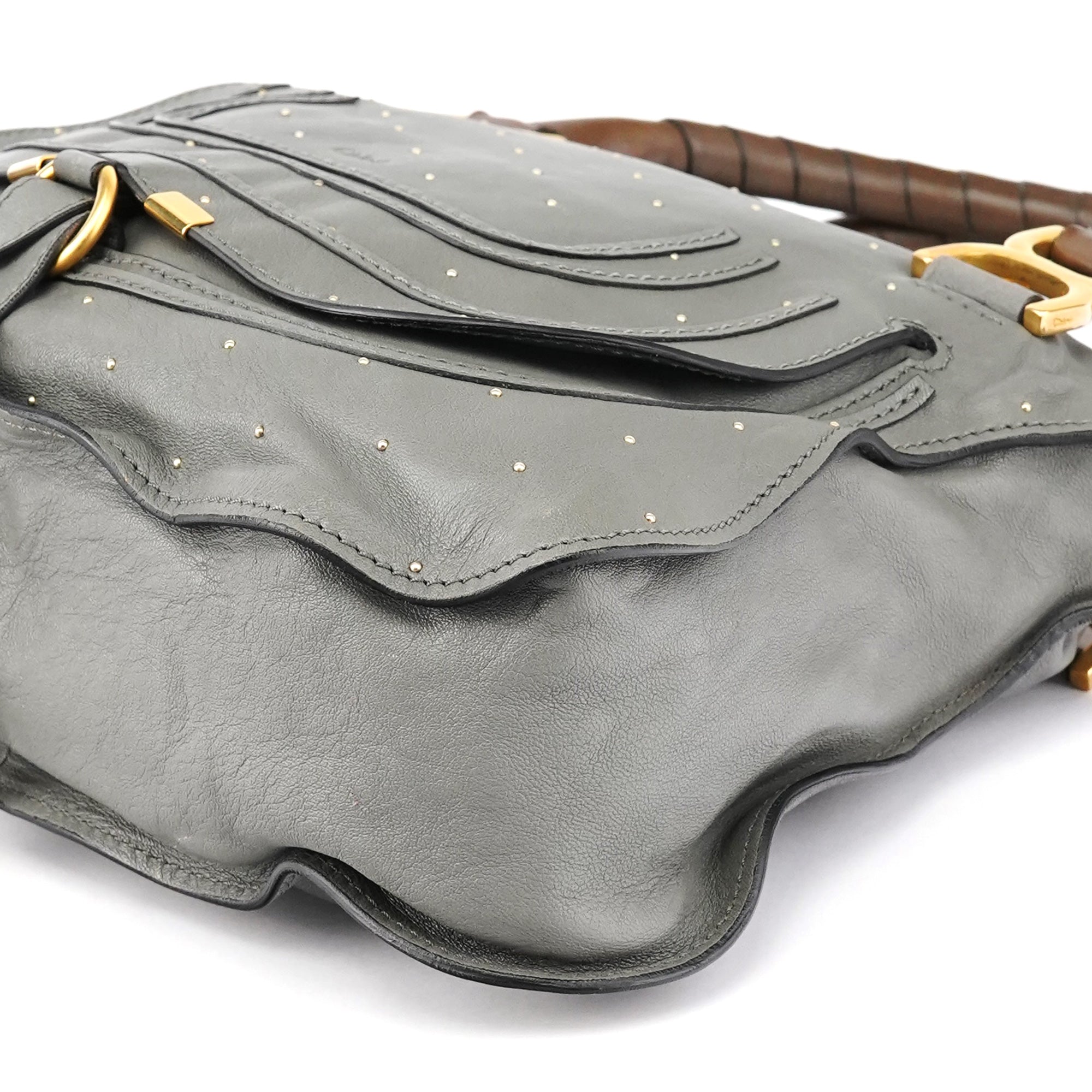 Grey Studded Leather Marcie 2-Way Bag
