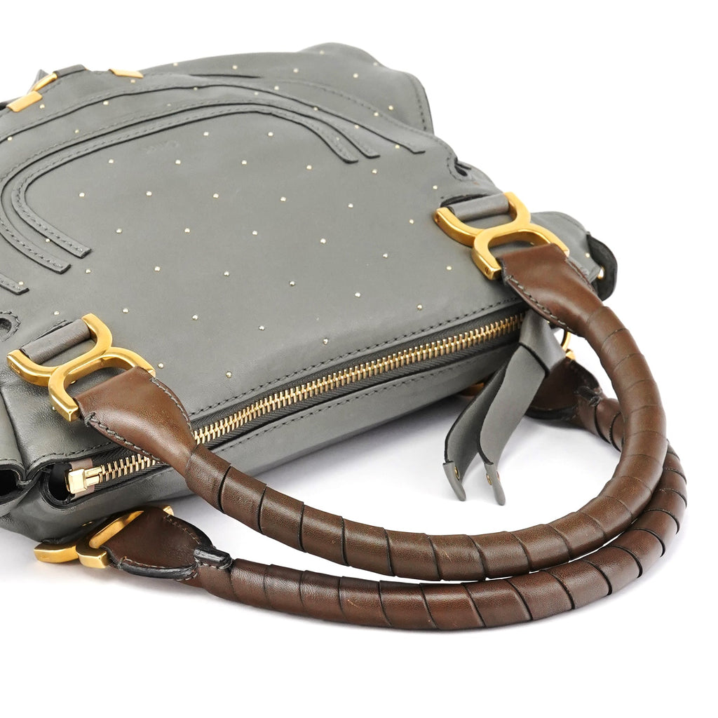 Grey Studded Leather Marcie 2-Way Bag