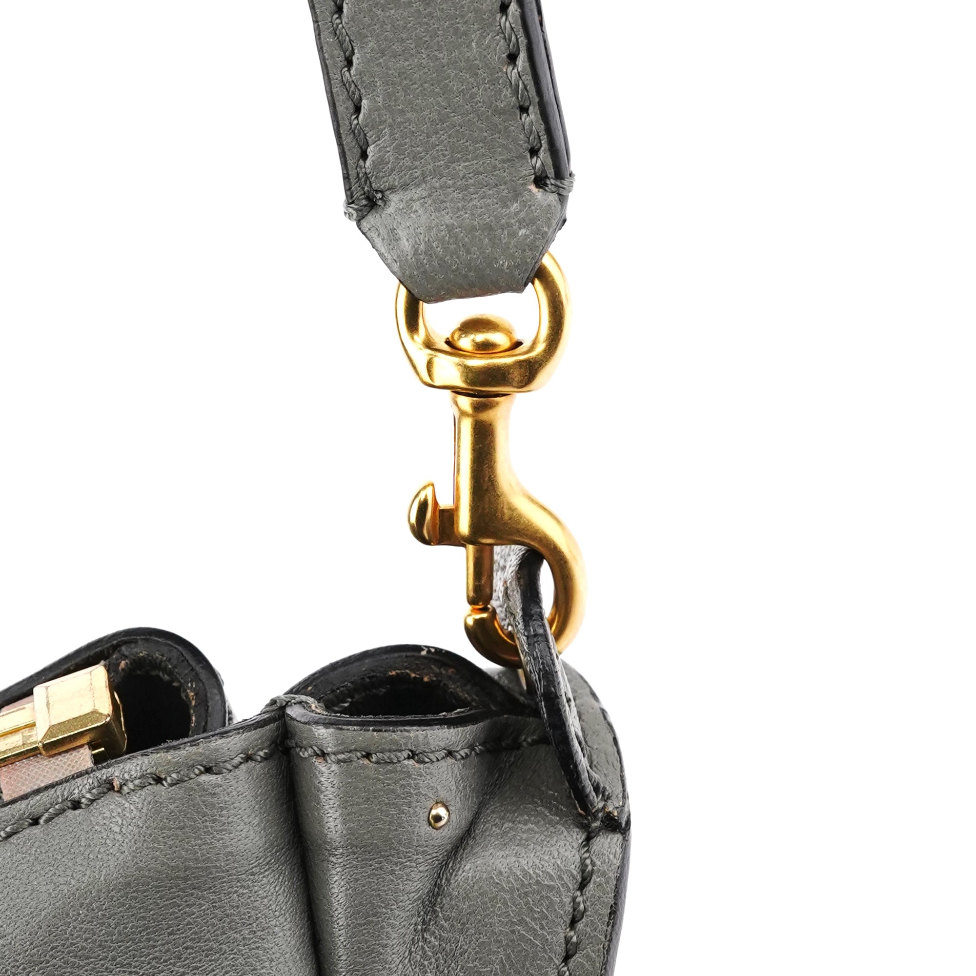 Grey Studded Leather Marcie 2-Way Bag