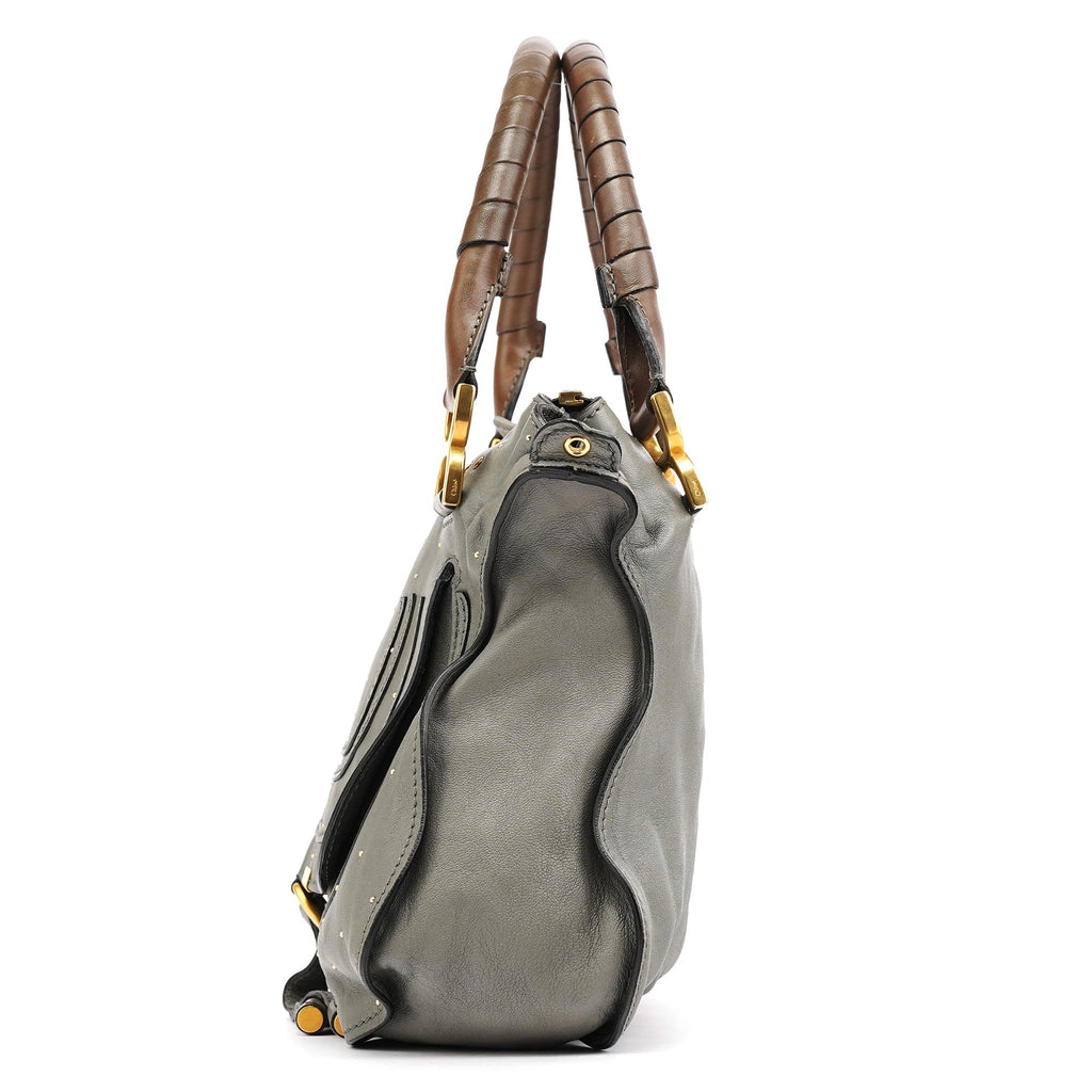 Grey Studded Leather Marcie 2-Way Bag