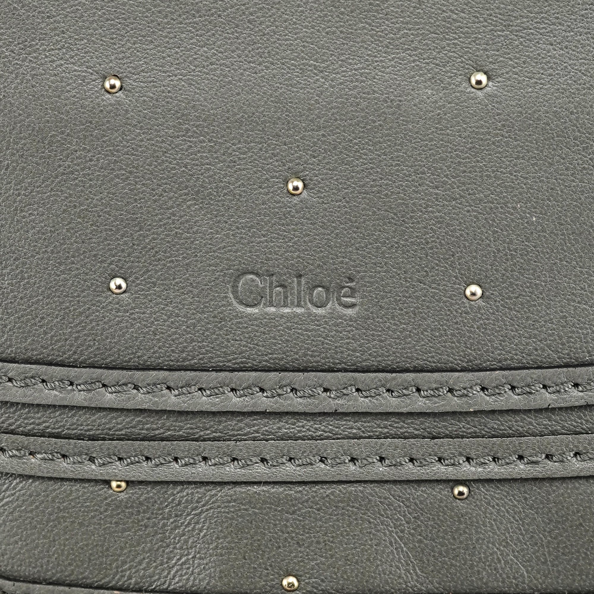 Grey Studded Leather Marcie 2-Way Bag