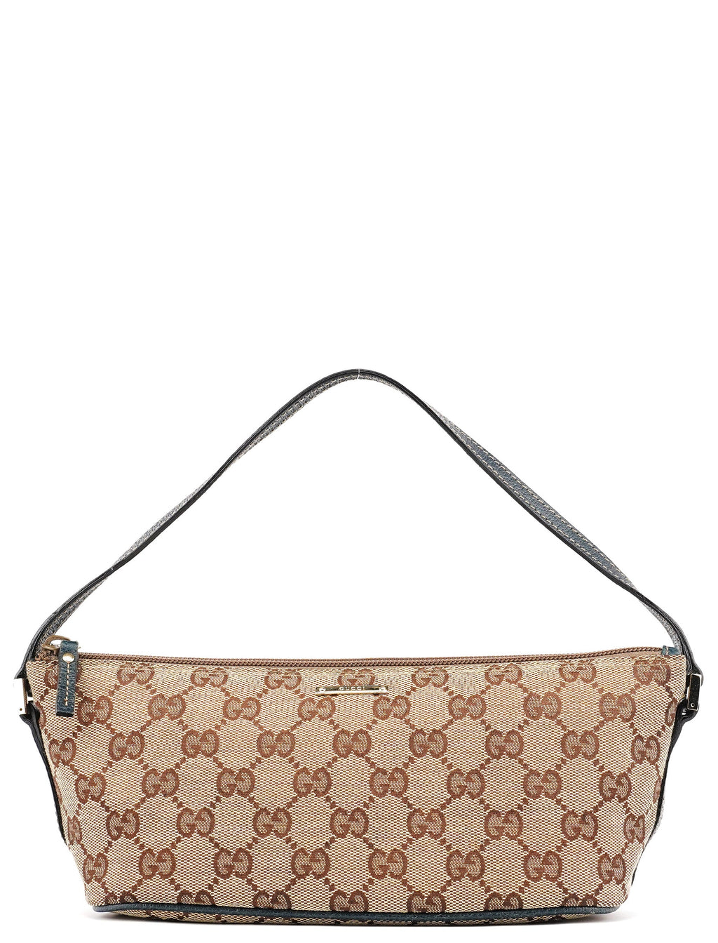 07198 Beige Navy GG Boat Pochette