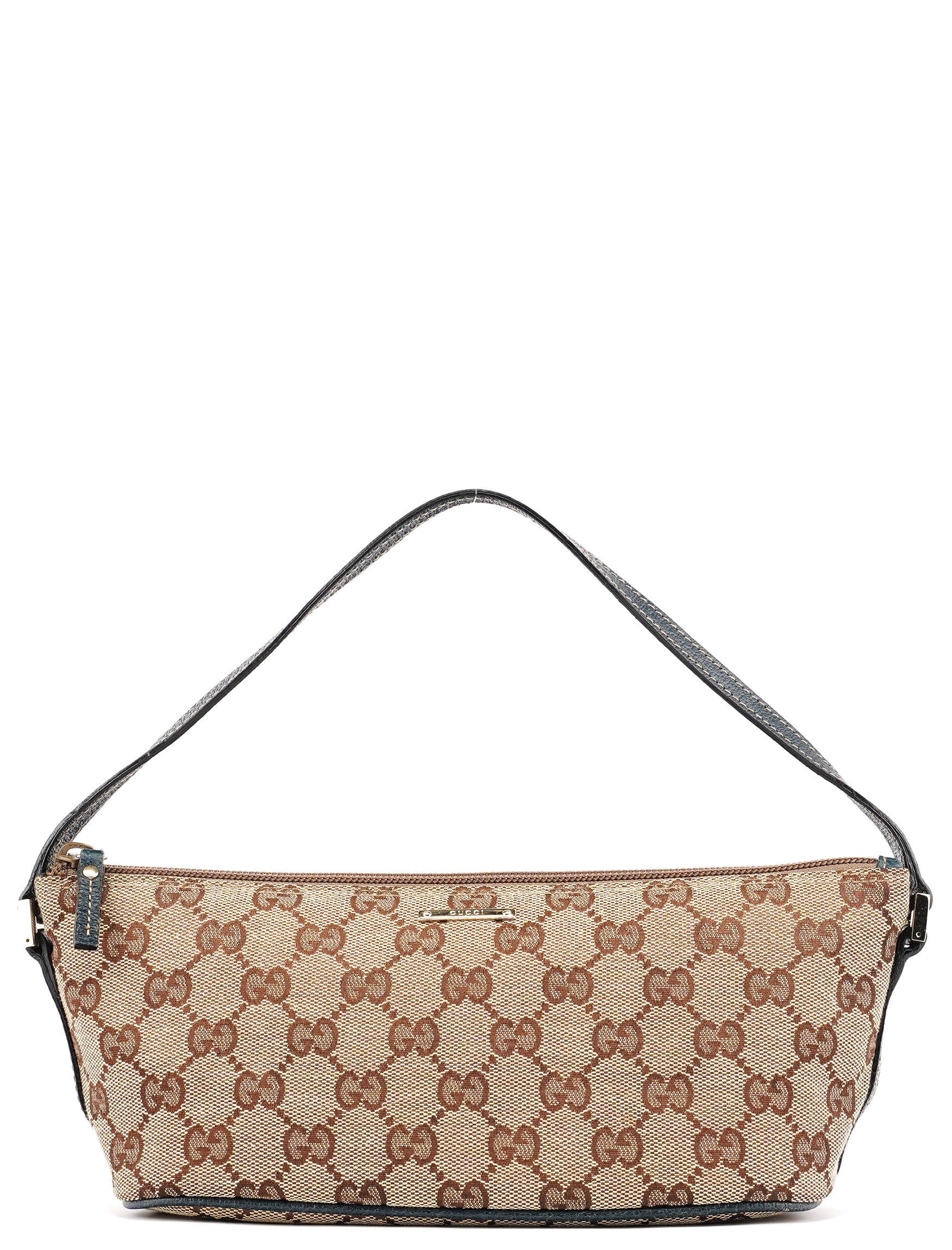 07198 Beige Navy GG Boat Pochette