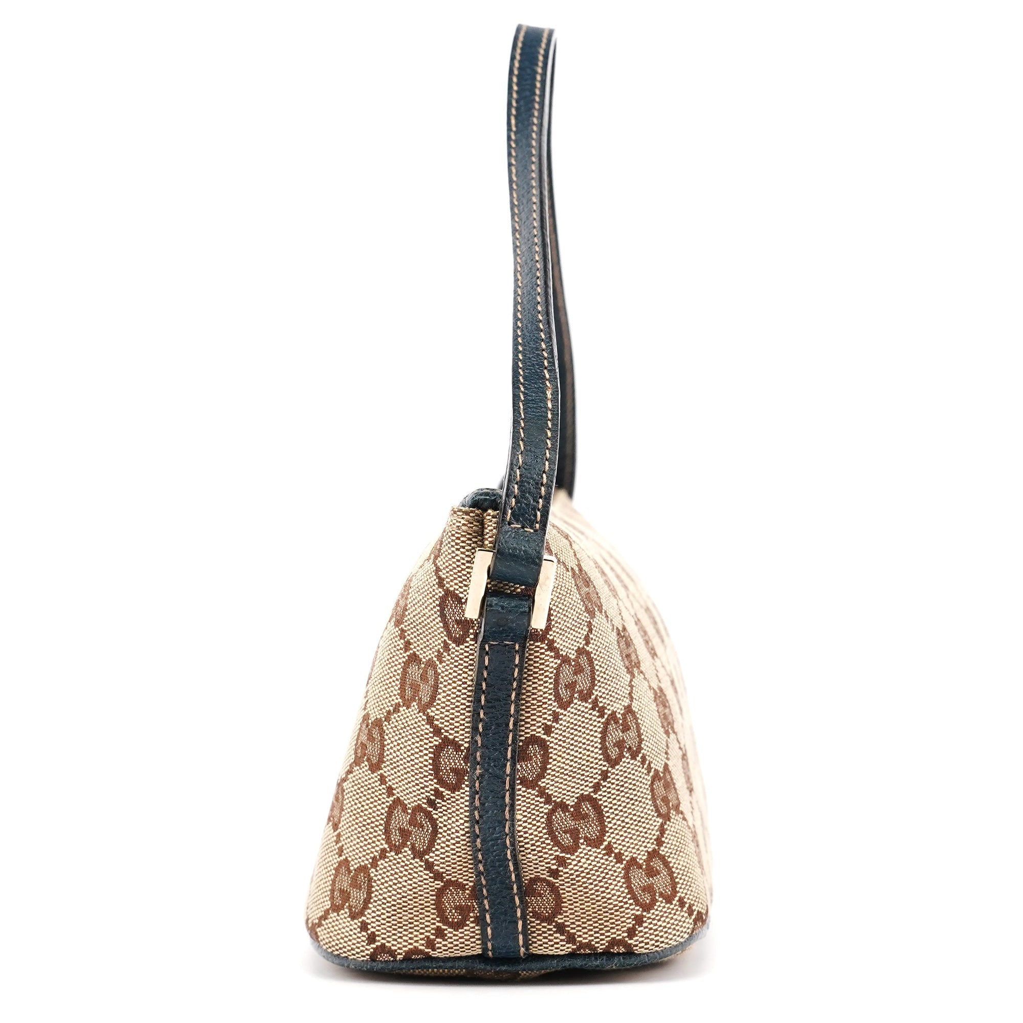 07198 Beige Navy GG Boat Pochette