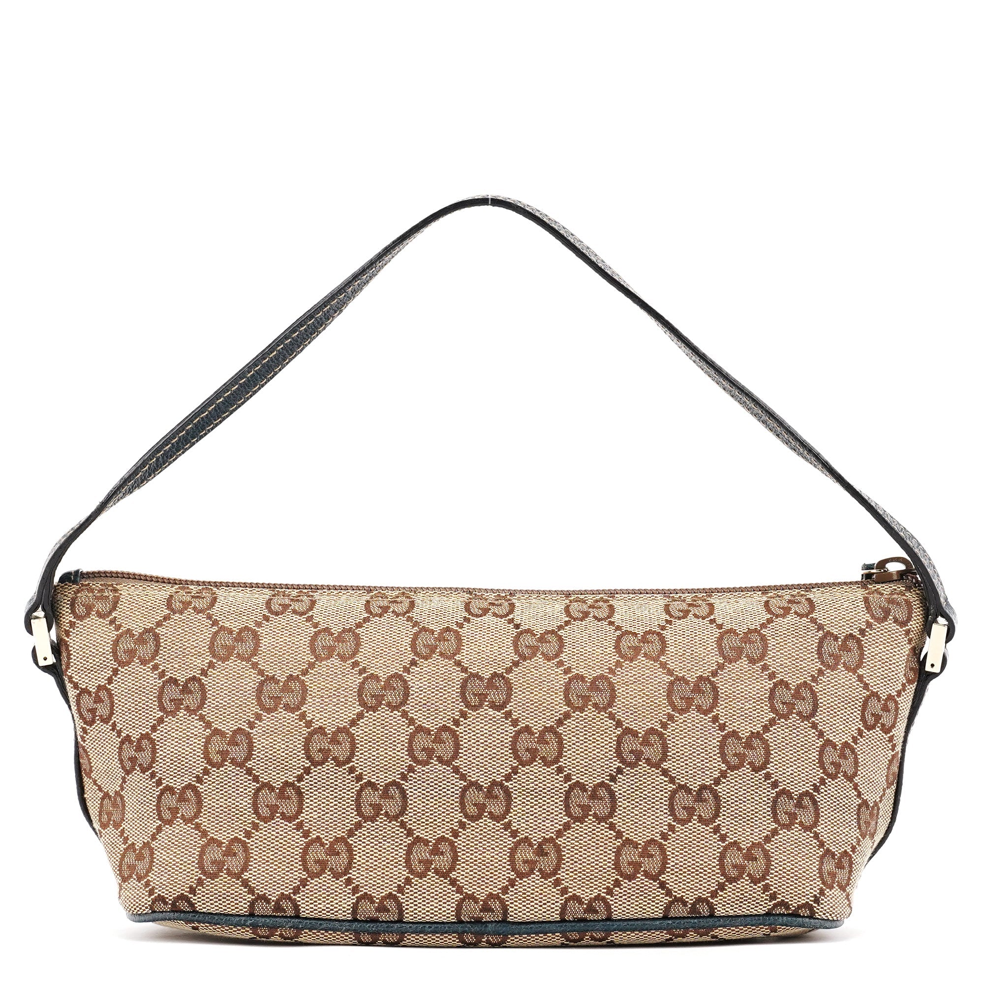 07198 Beige Navy GG Boat Pochette