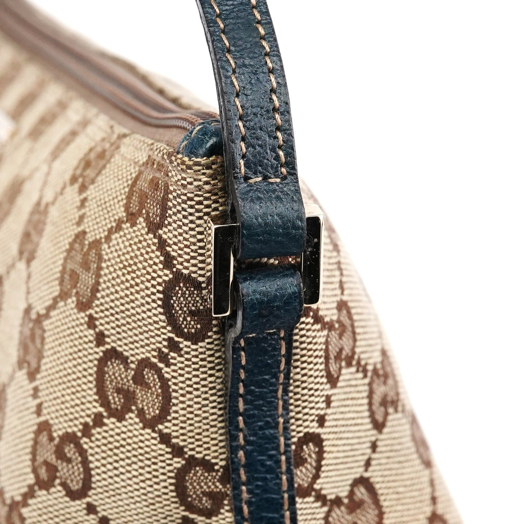 07198 Beige Navy GG Boat Pochette