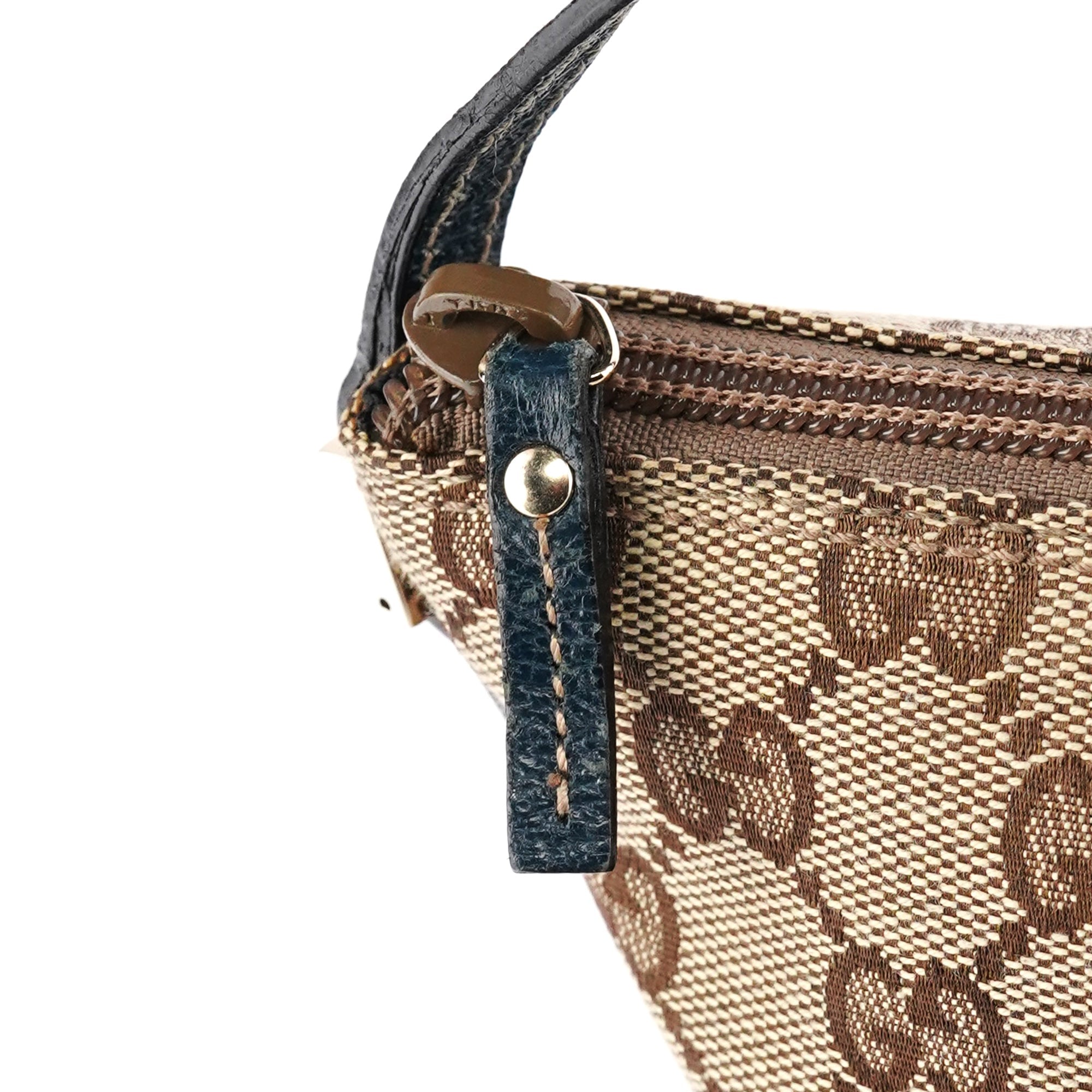 07198 Beige Navy GG Boat Pochette