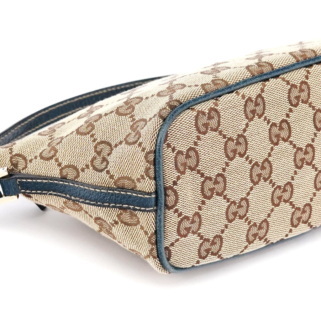 07198 Beige Navy GG Boat Pochette