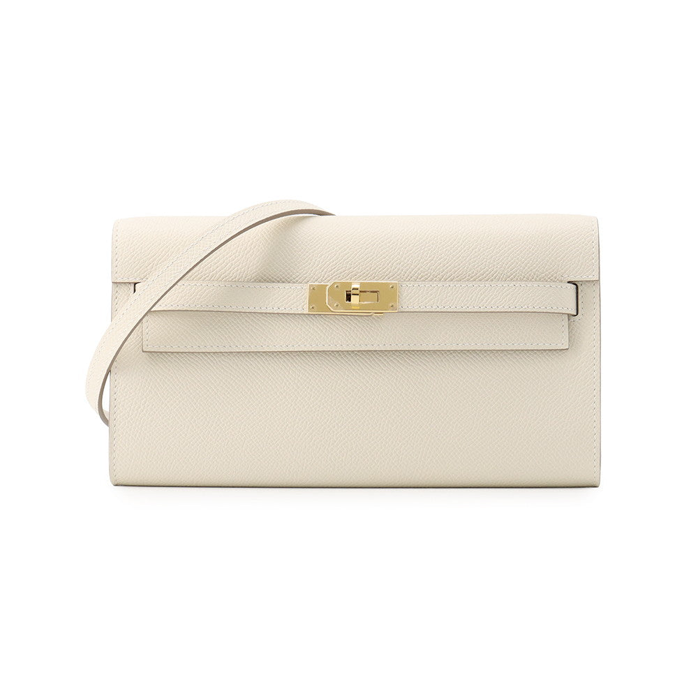 HERMES Kelly wallet long to go Craie Epsom