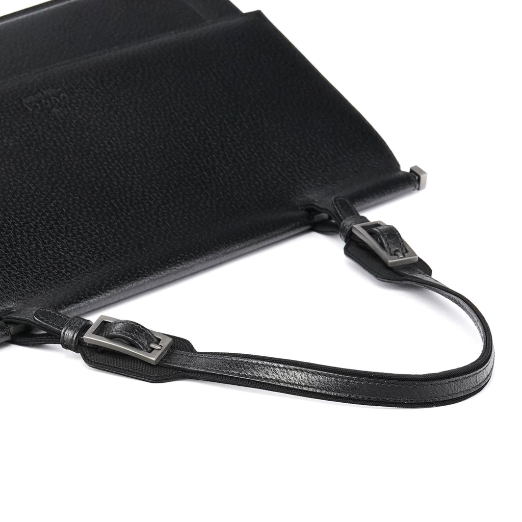 001 3299 Black Leather Flap Top Handle Bag