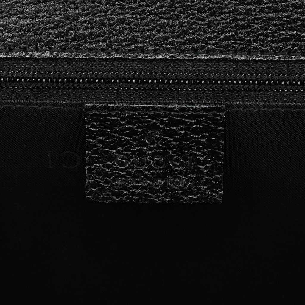 001 3299 Black Leather Flap Top Handle Bag