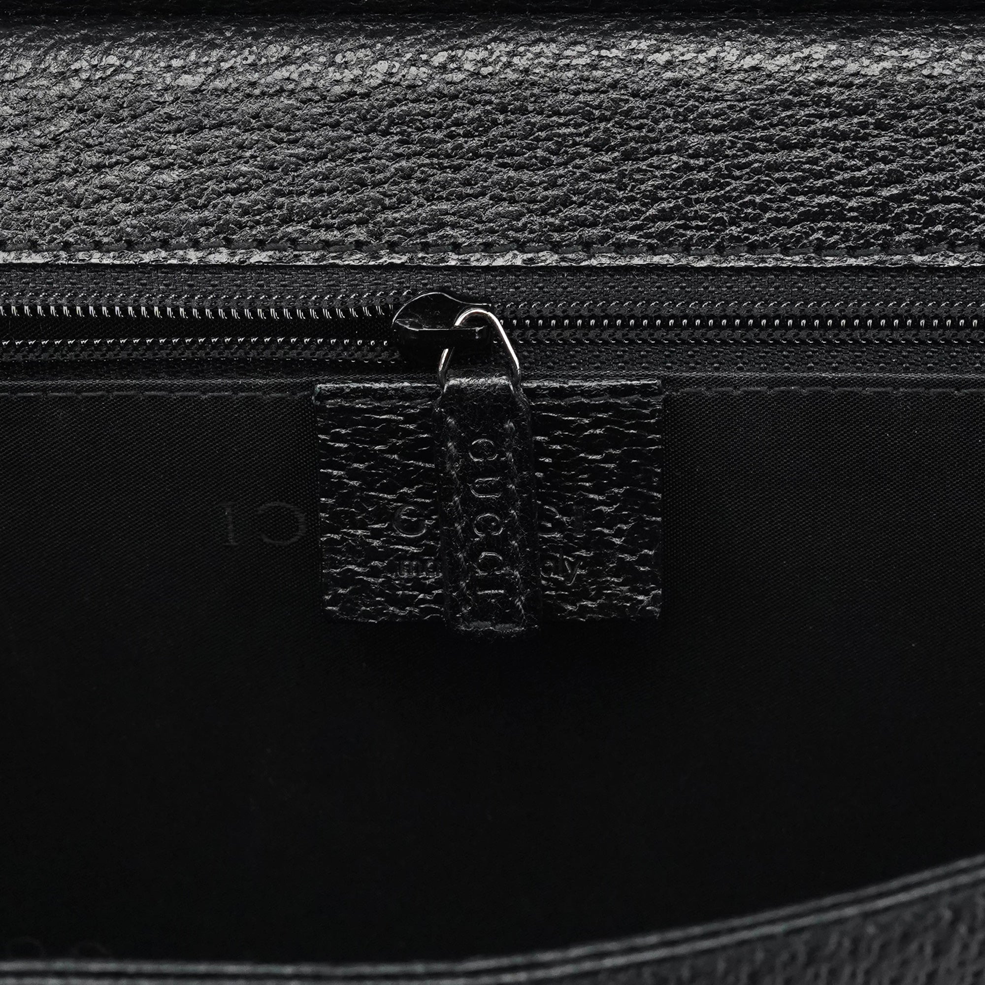001 3299 Black Leather Flap Top Handle Bag