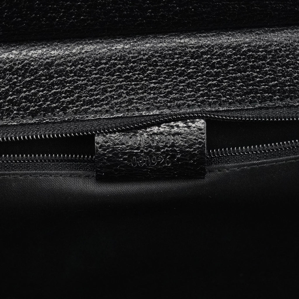 001 3299 Black Leather Flap Top Handle Bag