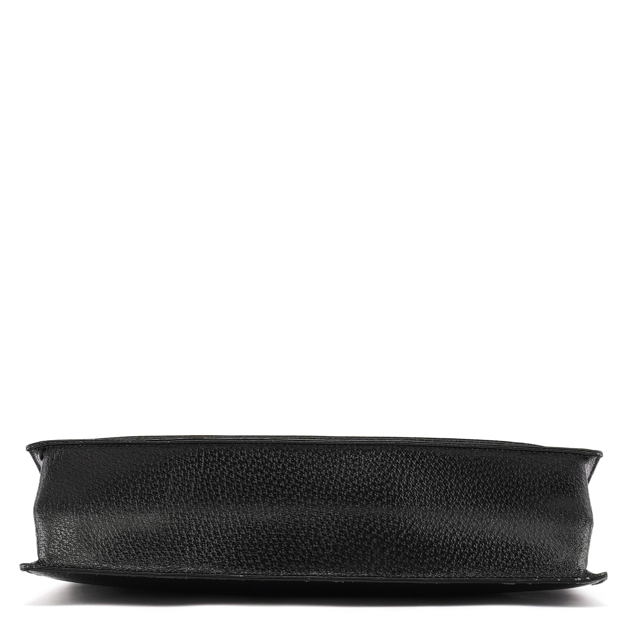 001 3299 Black Leather Flap Top Handle Bag