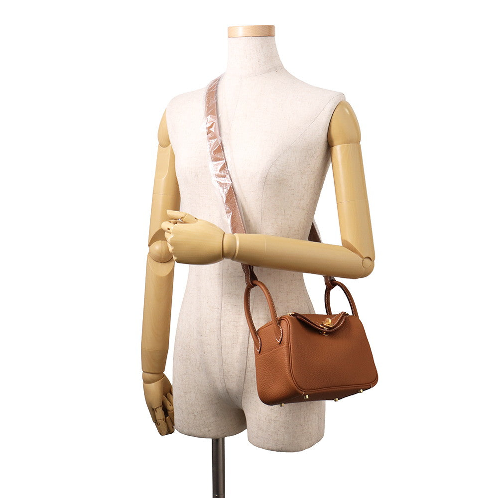 HERMES Lindy Gold Taurillon Clemence Size Mini