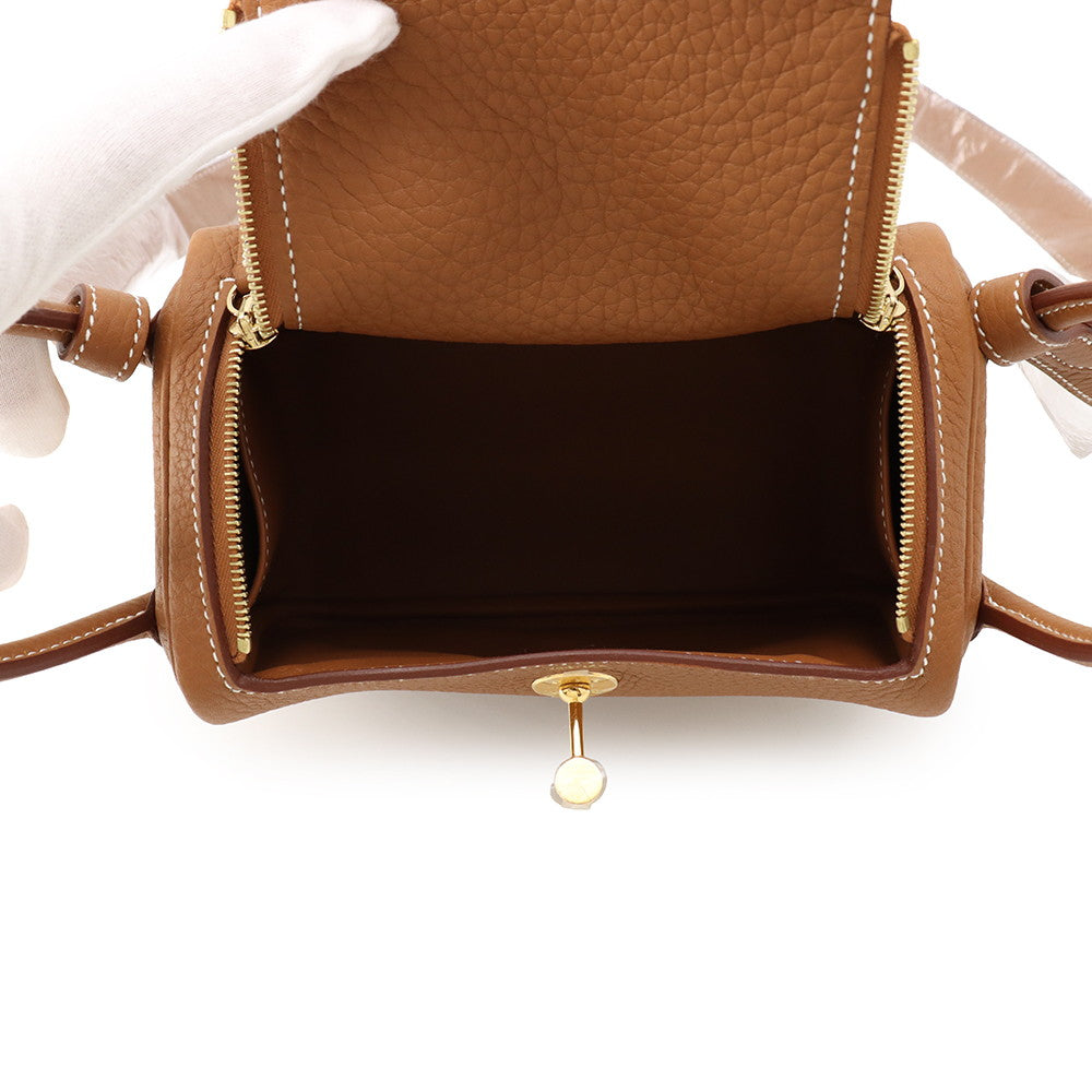 HERMES Lindy Gold Taurillon Clemence Size Mini