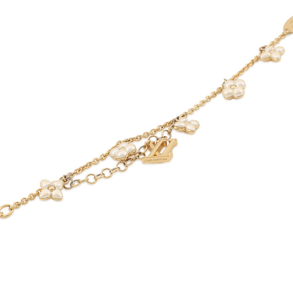 LOUIS VUITTON Bracelet・LV Flora Gram GoldM0940A Metal Faux Pearl
