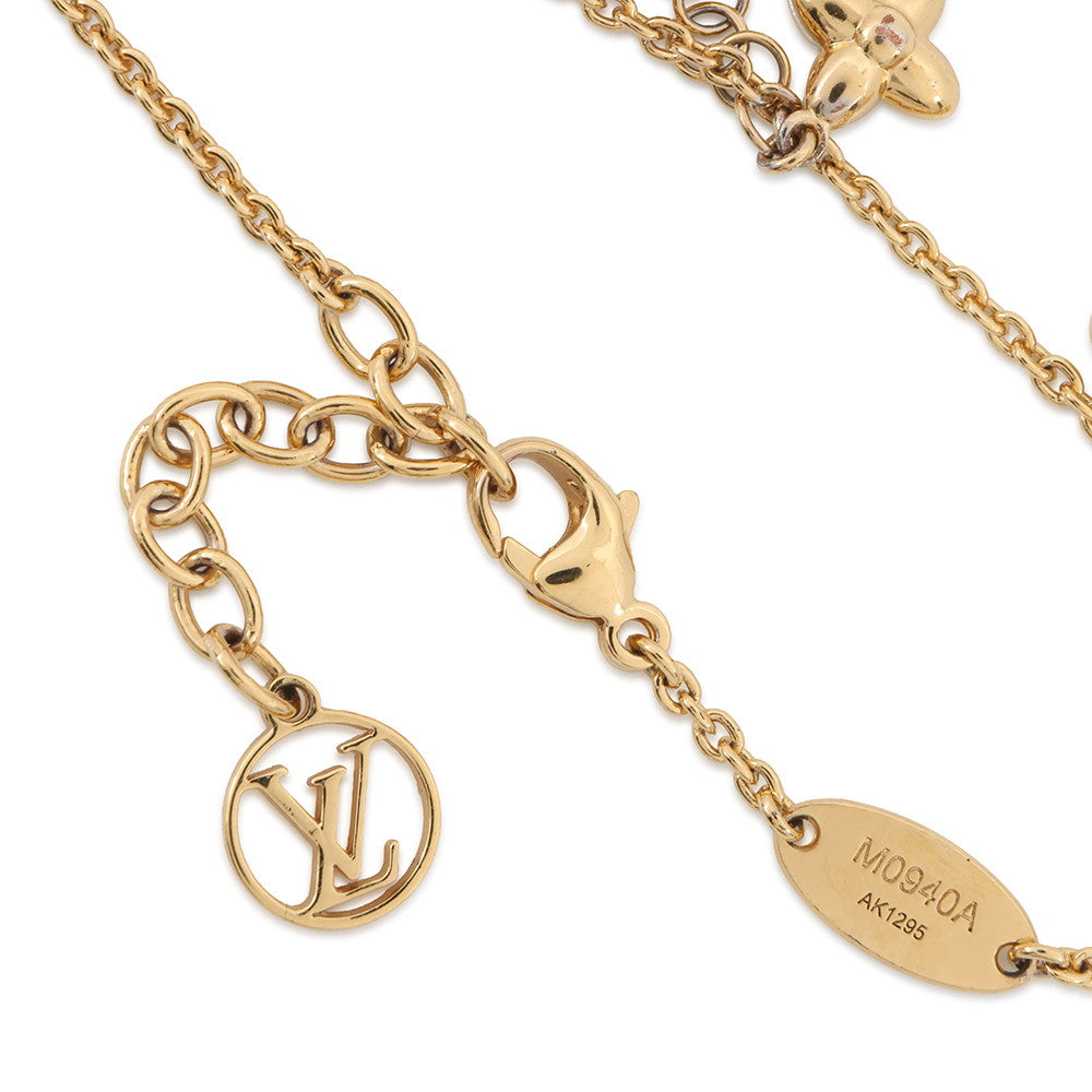 LOUIS VUITTON Bracelet・LV Flora Gram GoldM0940A Metal Faux Pearl