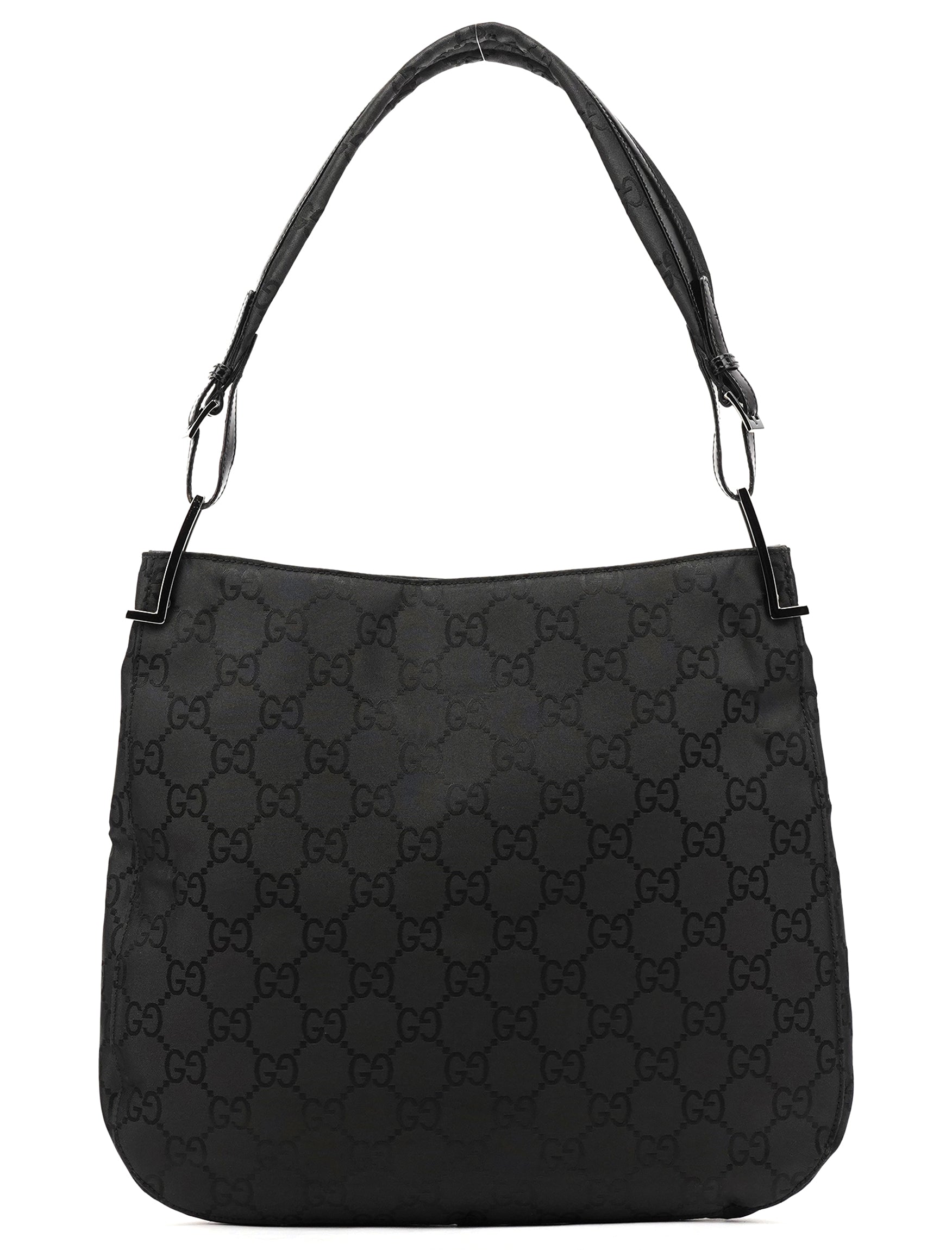 001 3166 Black GG Nylon Shoulder Bag