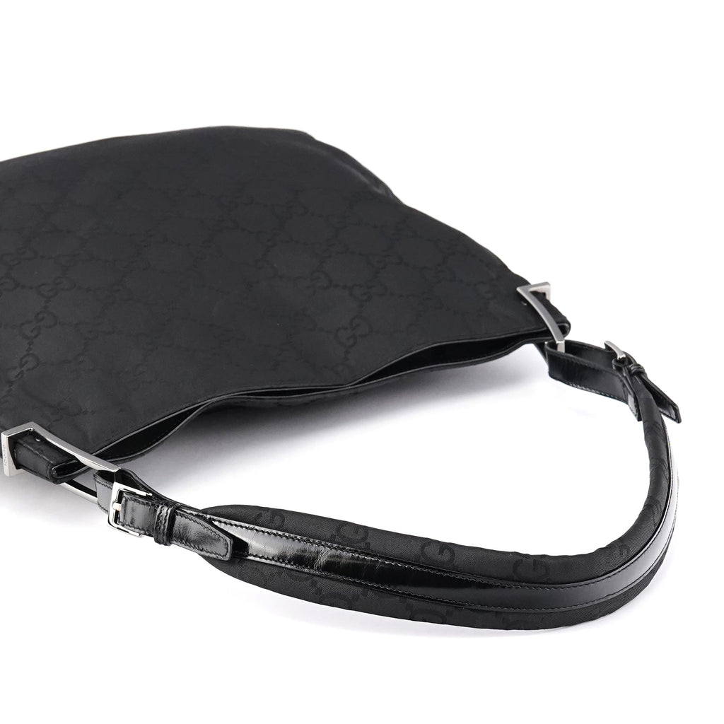 001 3166 Black GG Nylon Shoulder Bag