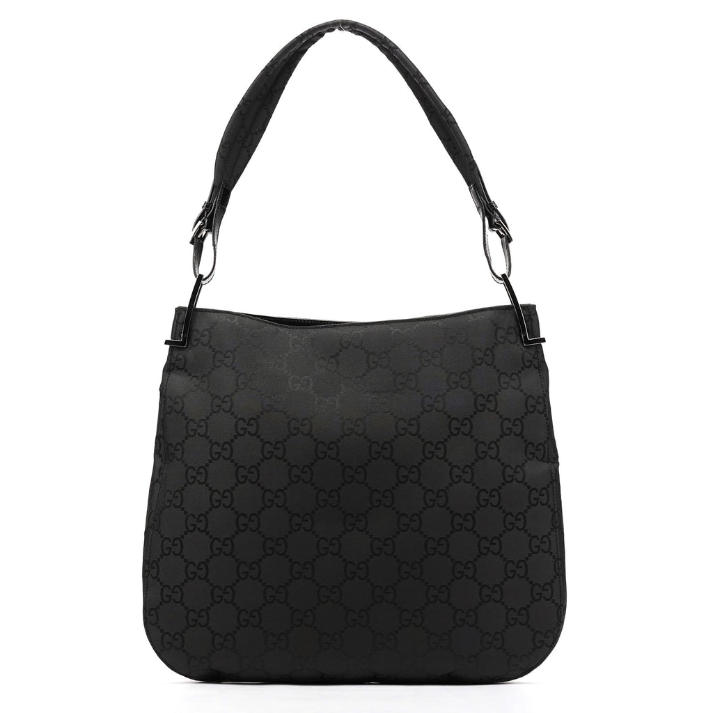 001 3166 Black GG Nylon Shoulder Bag