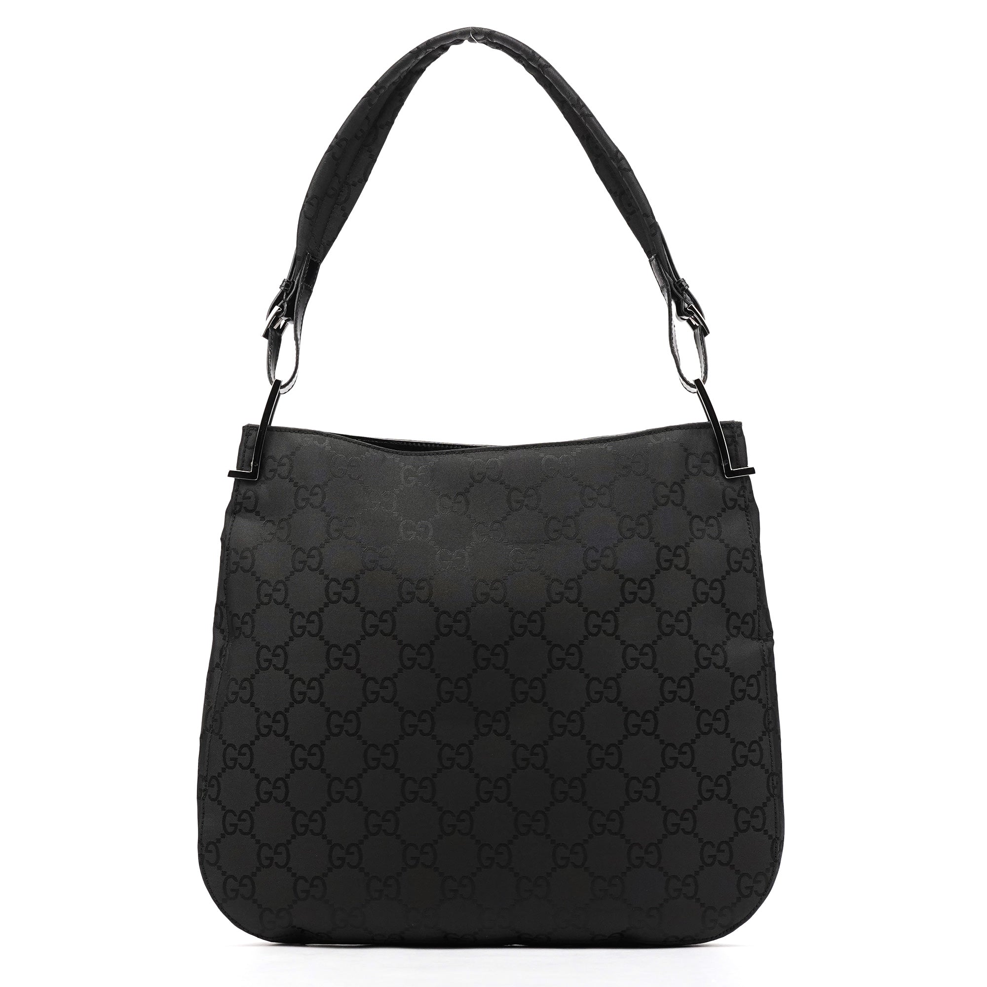001 3166 Black GG Nylon Shoulder Bag