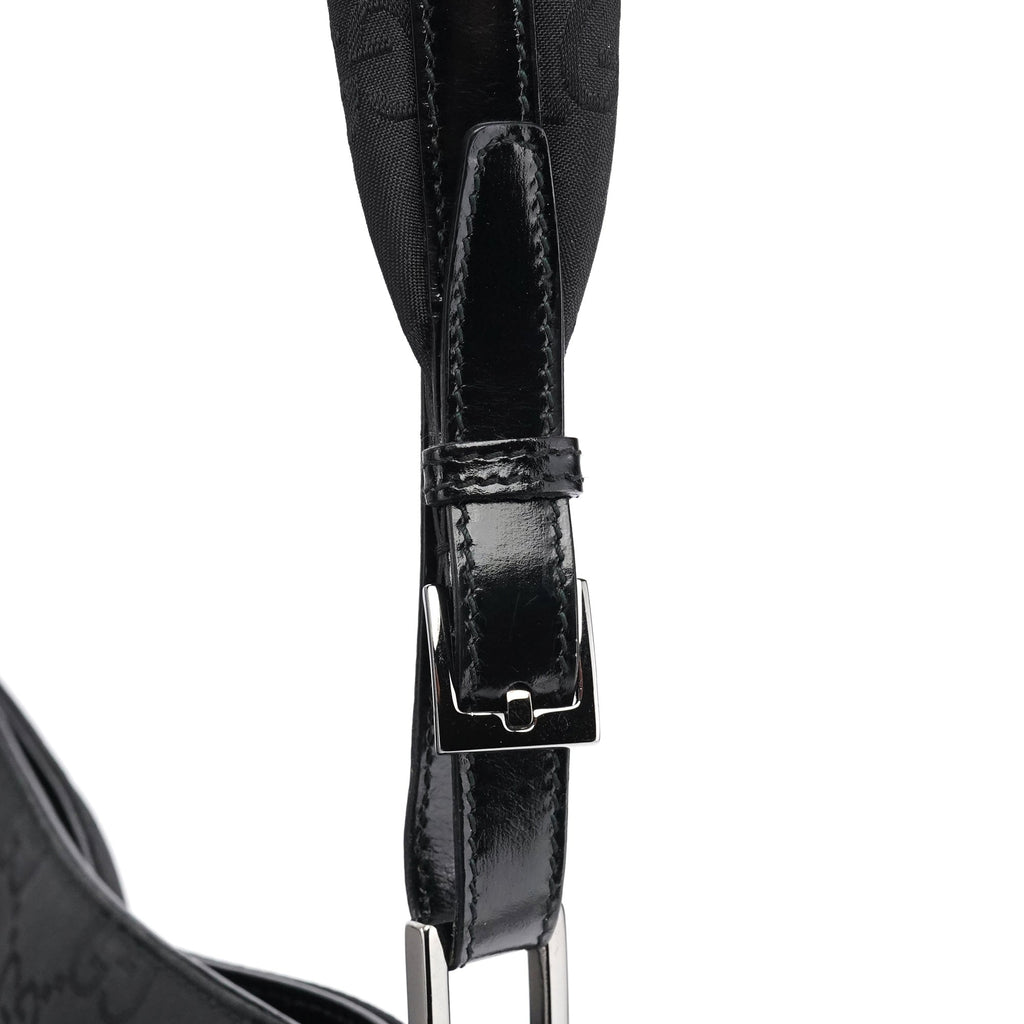 001 3166 Black GG Nylon Shoulder Bag