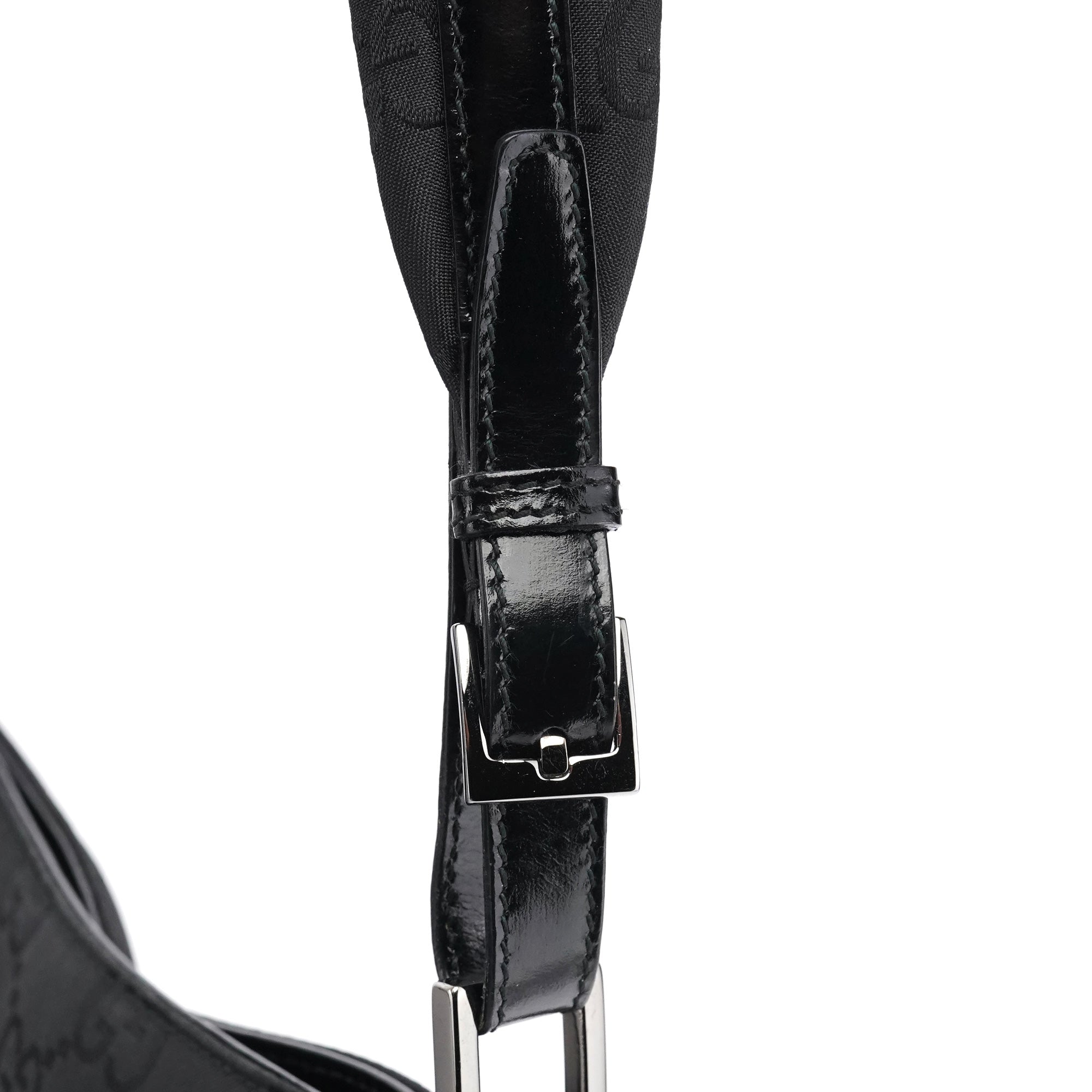 001 3166 Black GG Nylon Shoulder Bag