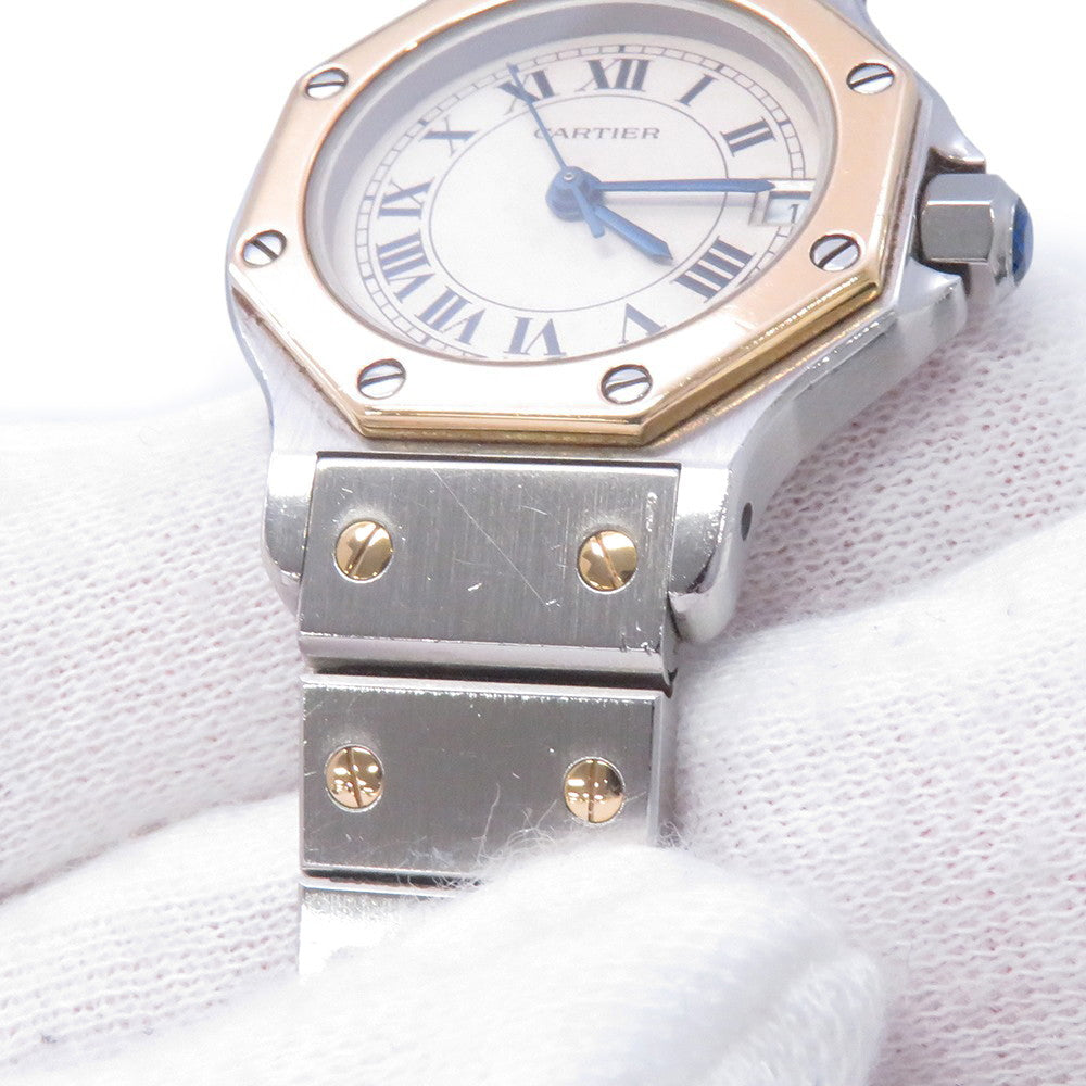CARTIER Santos Octagon SM W25mm Stainless Steel K18YG Ivory DialW2001683
