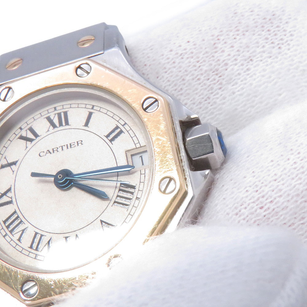 CARTIER Santos Octagon SM W25mm Stainless Steel K18YG Ivory DialW2001683