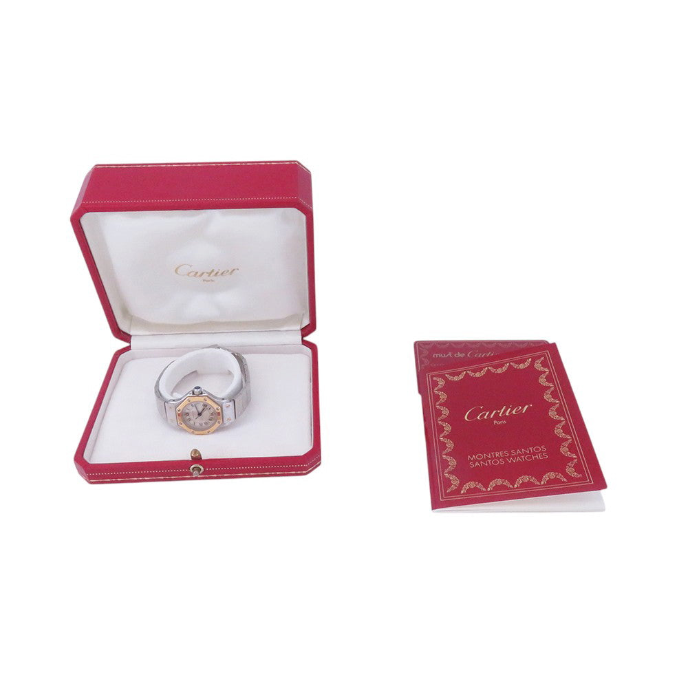 CARTIER Santos Octagon SM W25mm Stainless Steel K18YG Ivory DialW2001683